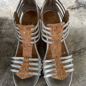 Donald J. Pliner - Cork & Silver Metallic - Size 10 - Ginnie